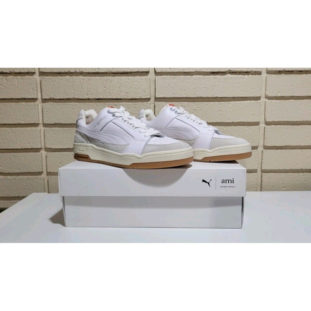 NIB PUMA Ami Suede Slipstream Lo White Sneakers Casual Streetwear Men's Size 7